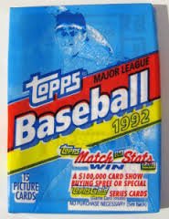 1992 TOPPS BASEBALL CARD WAX PACK (15 Cards per Pack)