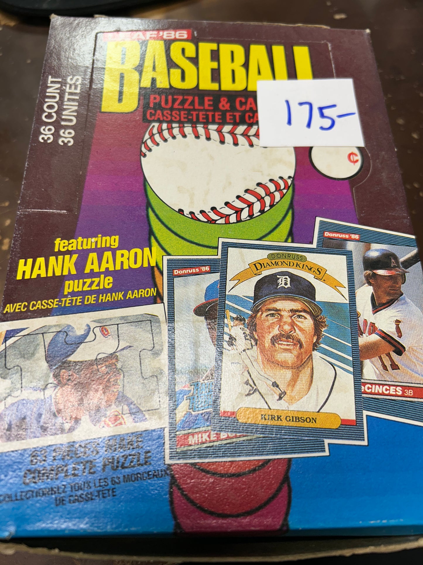 1986 LEAF BASEBALL UNOPENED WAX BOX. ESTATE FIND