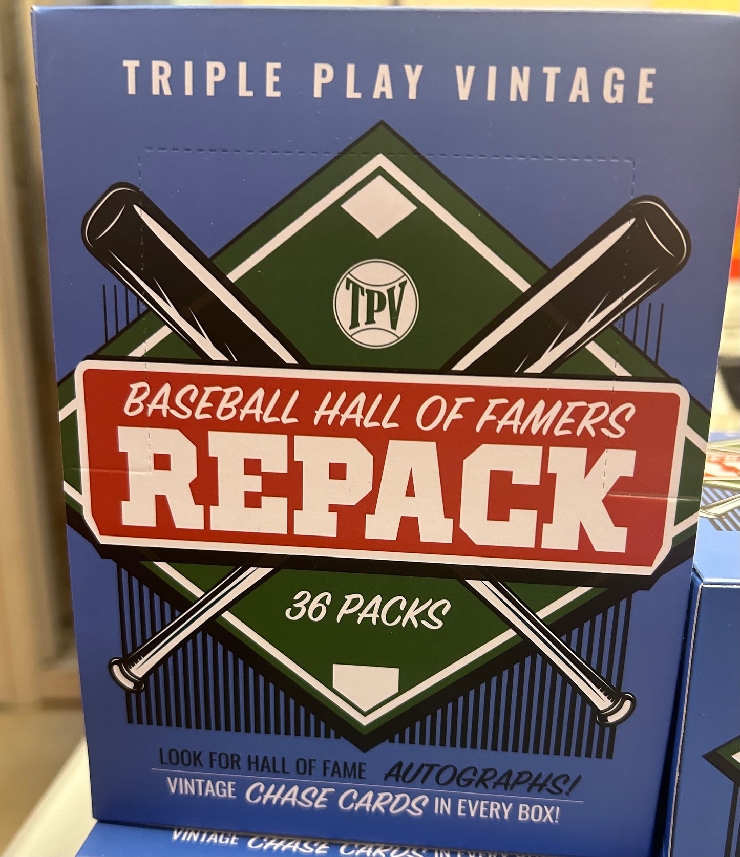 TRIPLE PLAY VINTAGE SEALED REPACK WAX PACK BOX. 36 PACKS/12 CARDS PER PACK