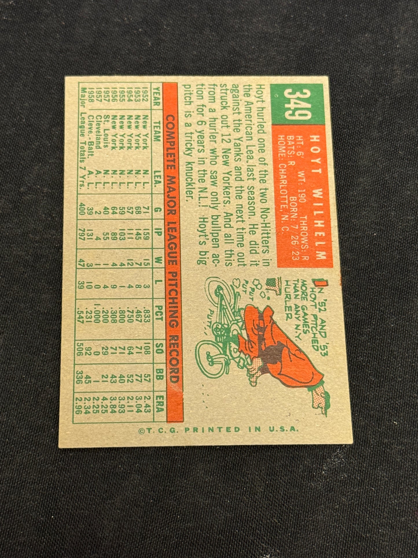 1959 TOPPS HOYT WILHELM #349 EXMT+ V15318