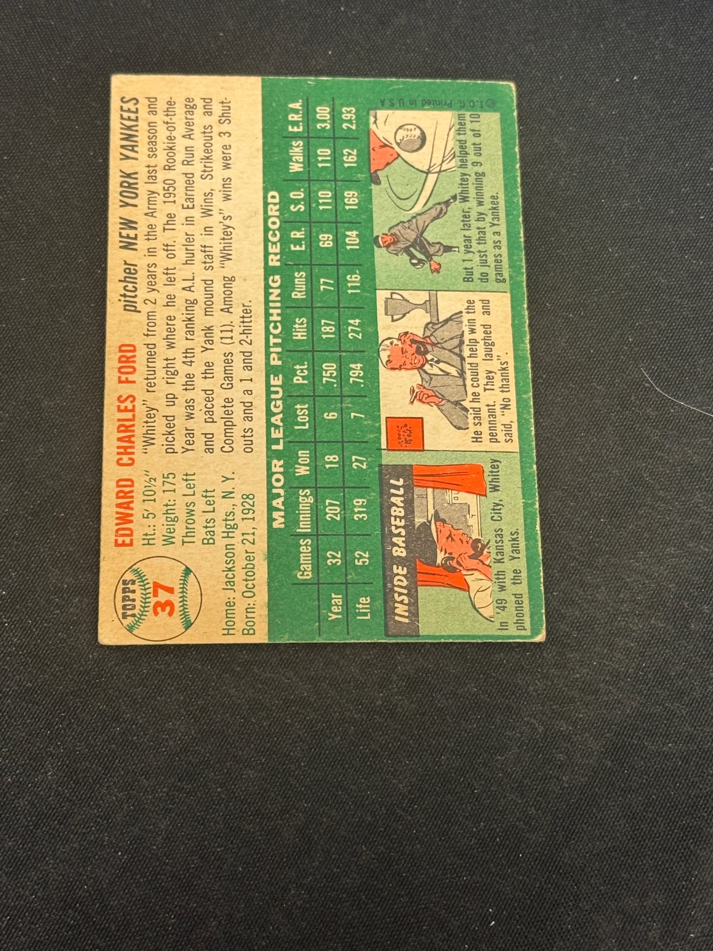 1954 TOPPS WHITEY FORD #37 EX V14947