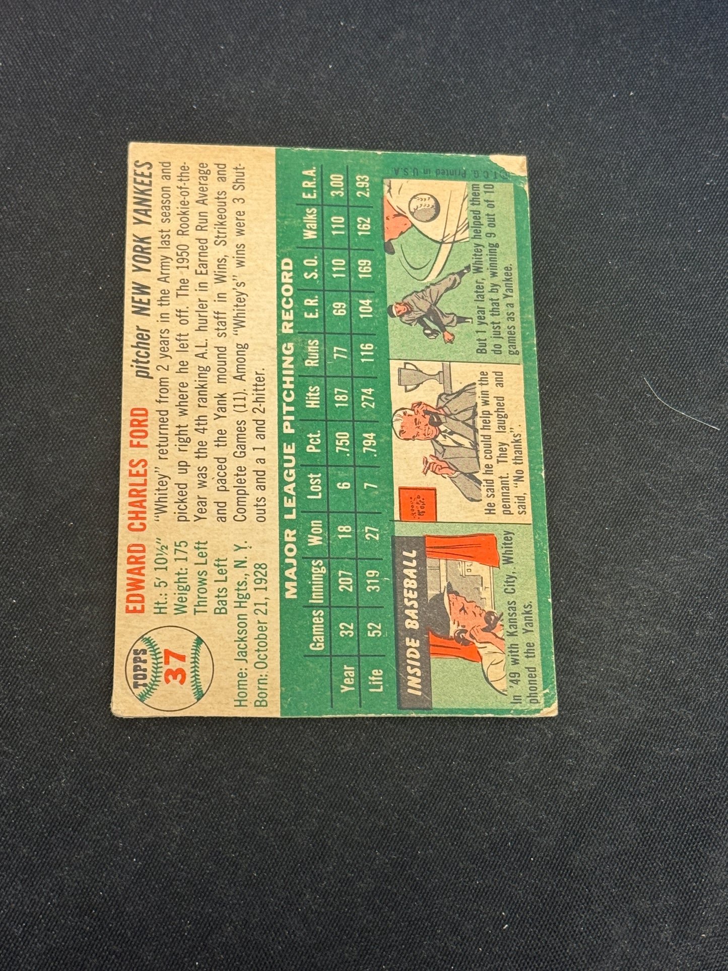 1954 TOPPS WHITEY FORD #37 VG V15085