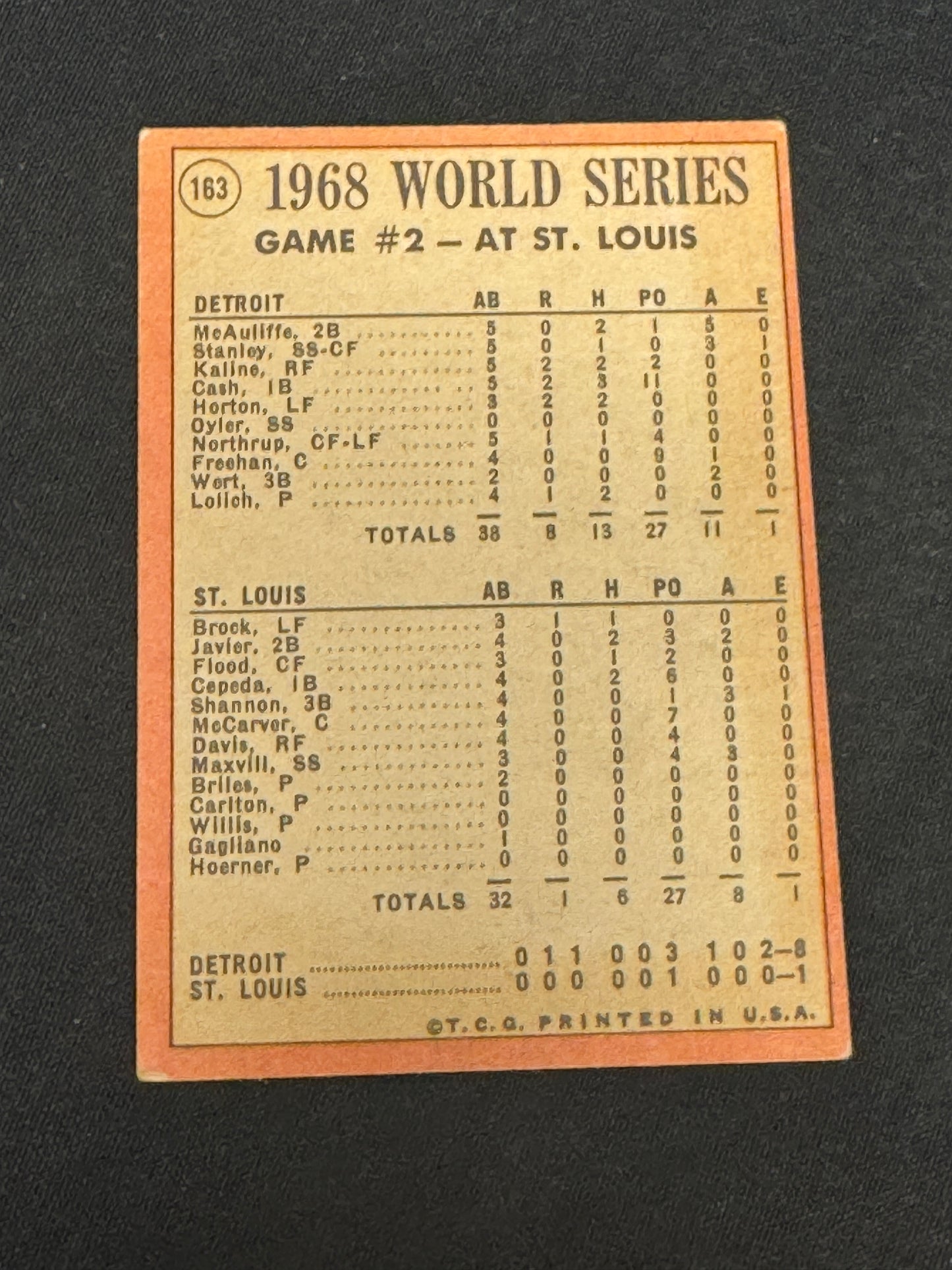 1969 TOPPS WORLD SERIES #163 EX+ V12296