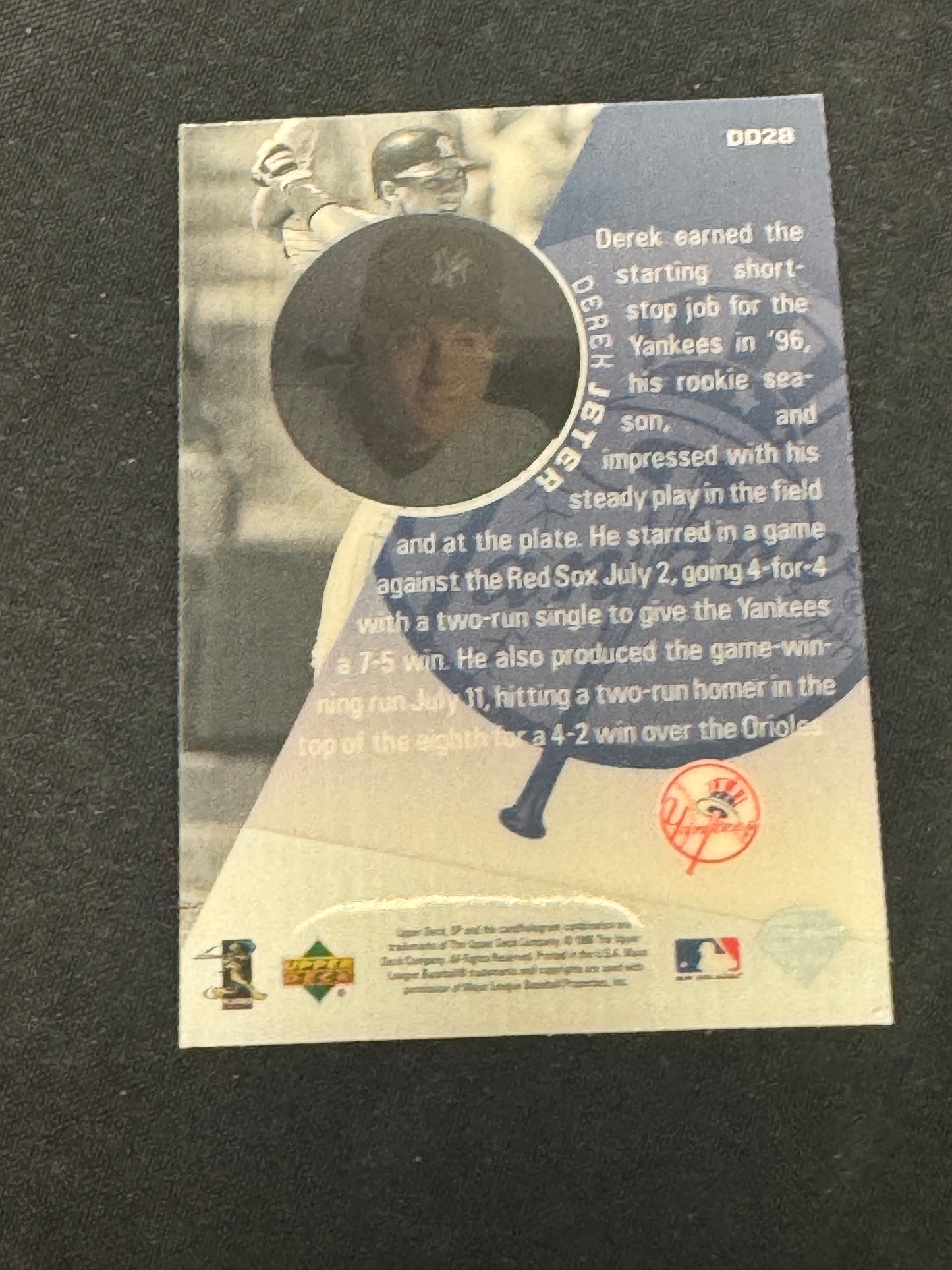 1996 UPPER DECK DIAMOND DESTINY SILVER DEREK JETER #DD28 V11898