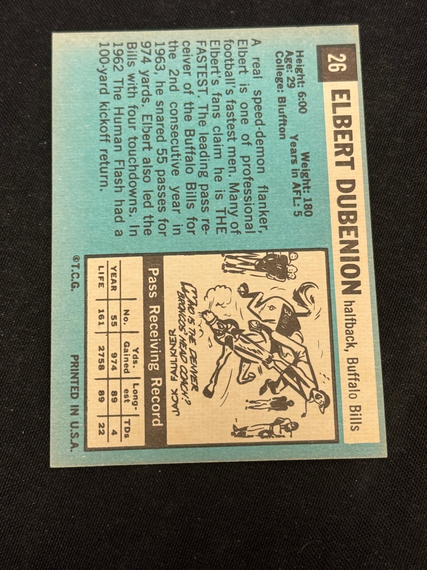 1964 TOPPS FB ELBERT DUBENION #26 EXMT+ V13598