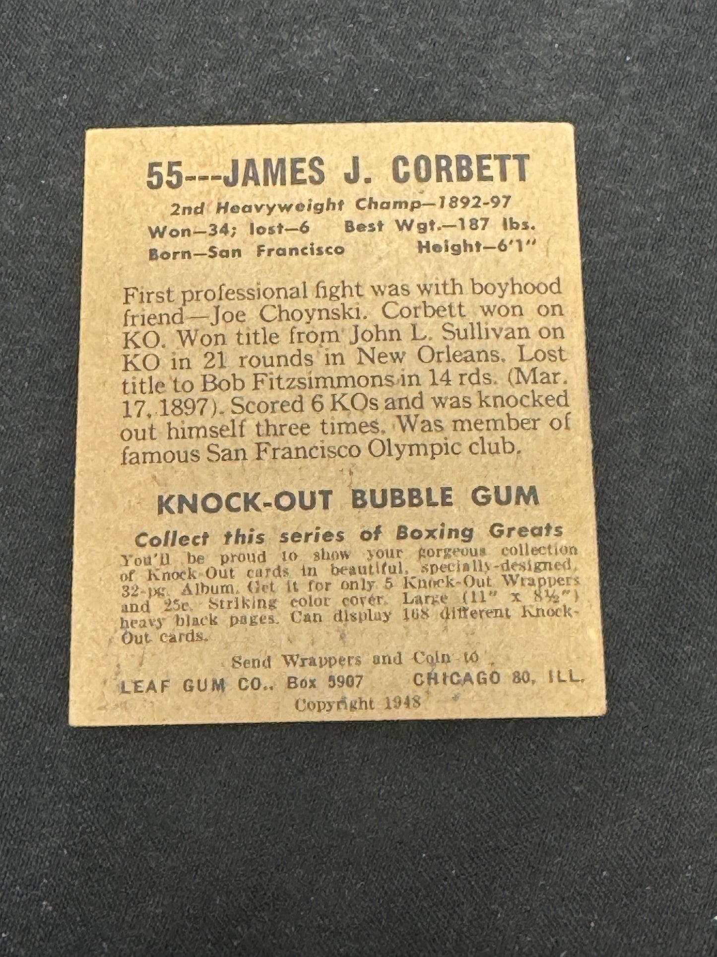 1948 LEAF BOXING JAMES CORBETT #55 EXMT V11944