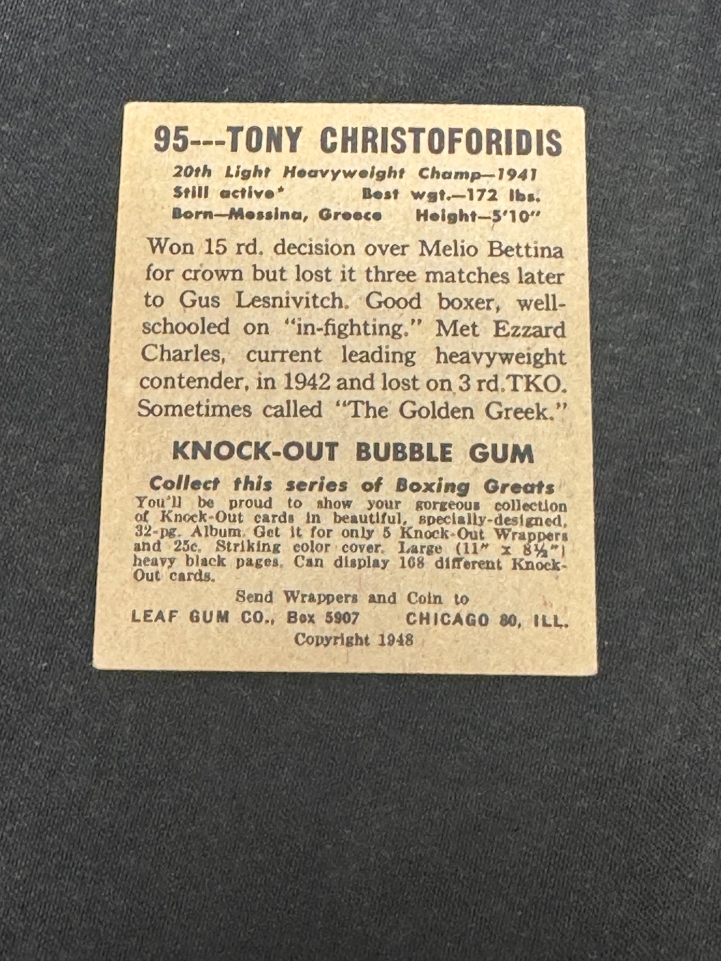 1948 LEAF TONY CHRISTOFORIDIS #95 EX V12123