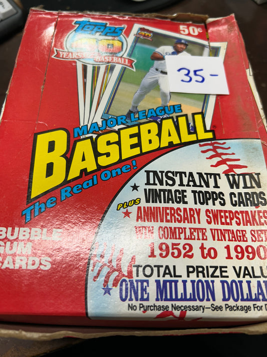 1991 TOPPS BASEBALL UNOPENED WAX BOX.  ESTATE FIND