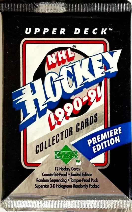 1990/91 UPPER DECK HOCKEY HOBBY PACK (12 CARDS)