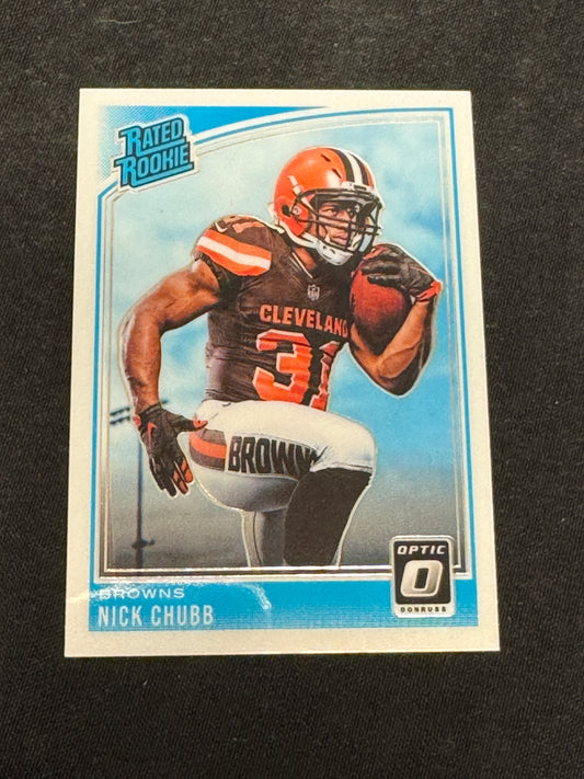 2018 OPTIC FB NICK CHUBB RATED ROOKIE #158  RC48