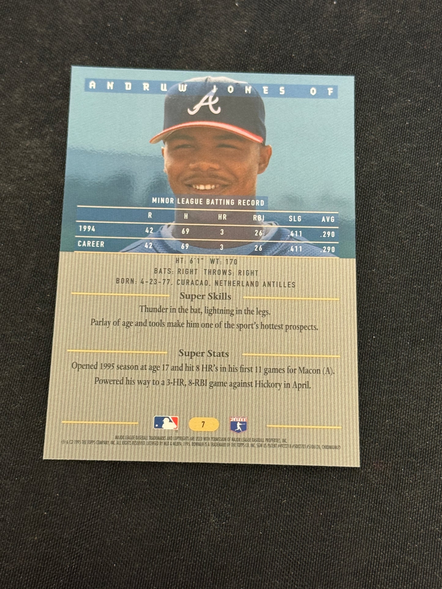 1995 BOWMANS BEST ANDRUW JONES RC #7  RC60