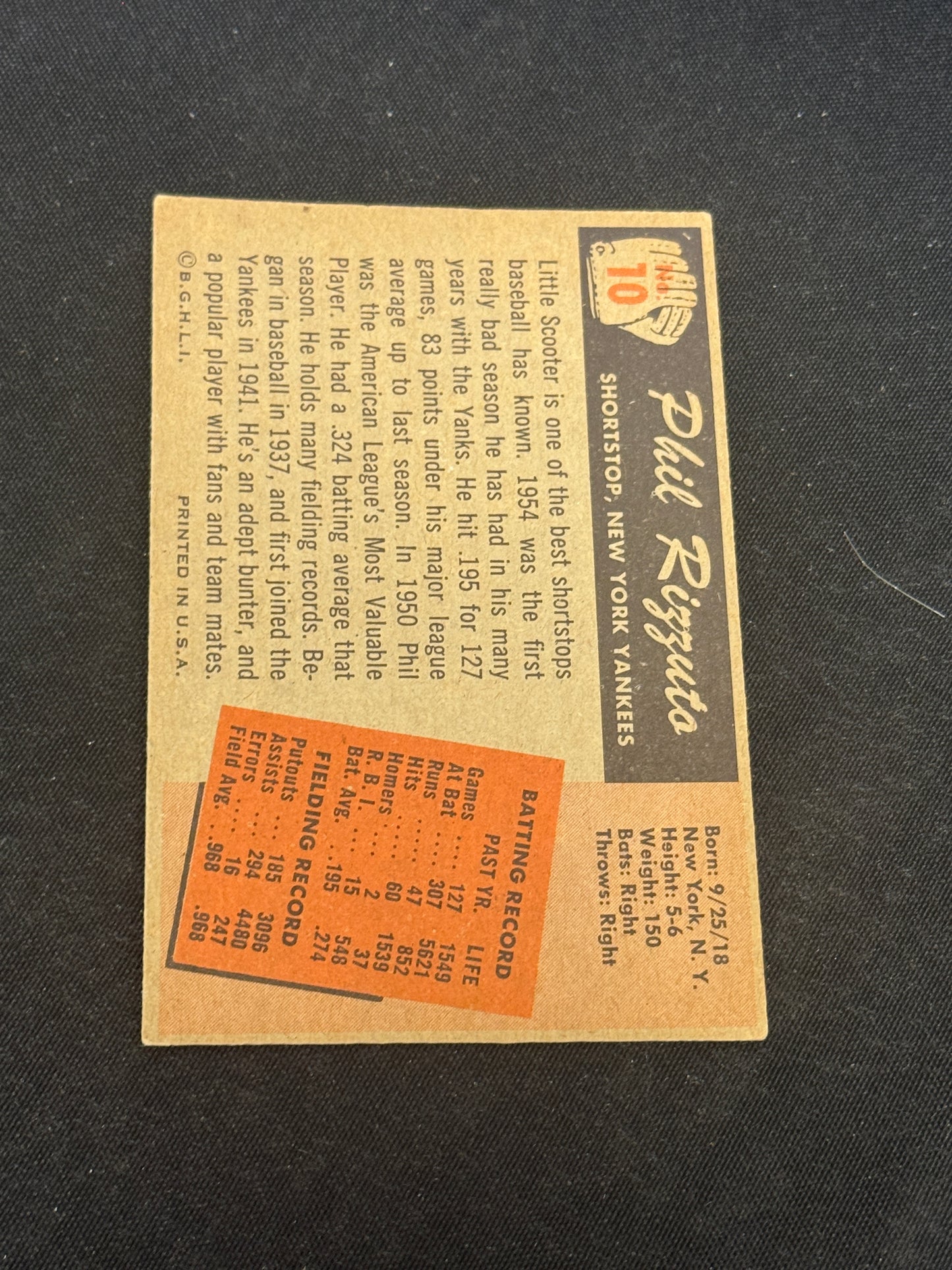 1955 BOWMAN PHIL RIZZUTO #10 EXMT V14814