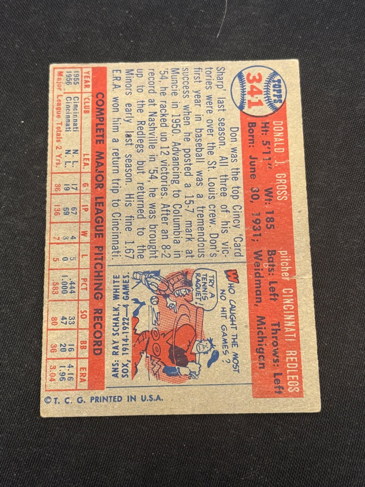1957 TOPPS DON GROSS #341 EX+ V15137