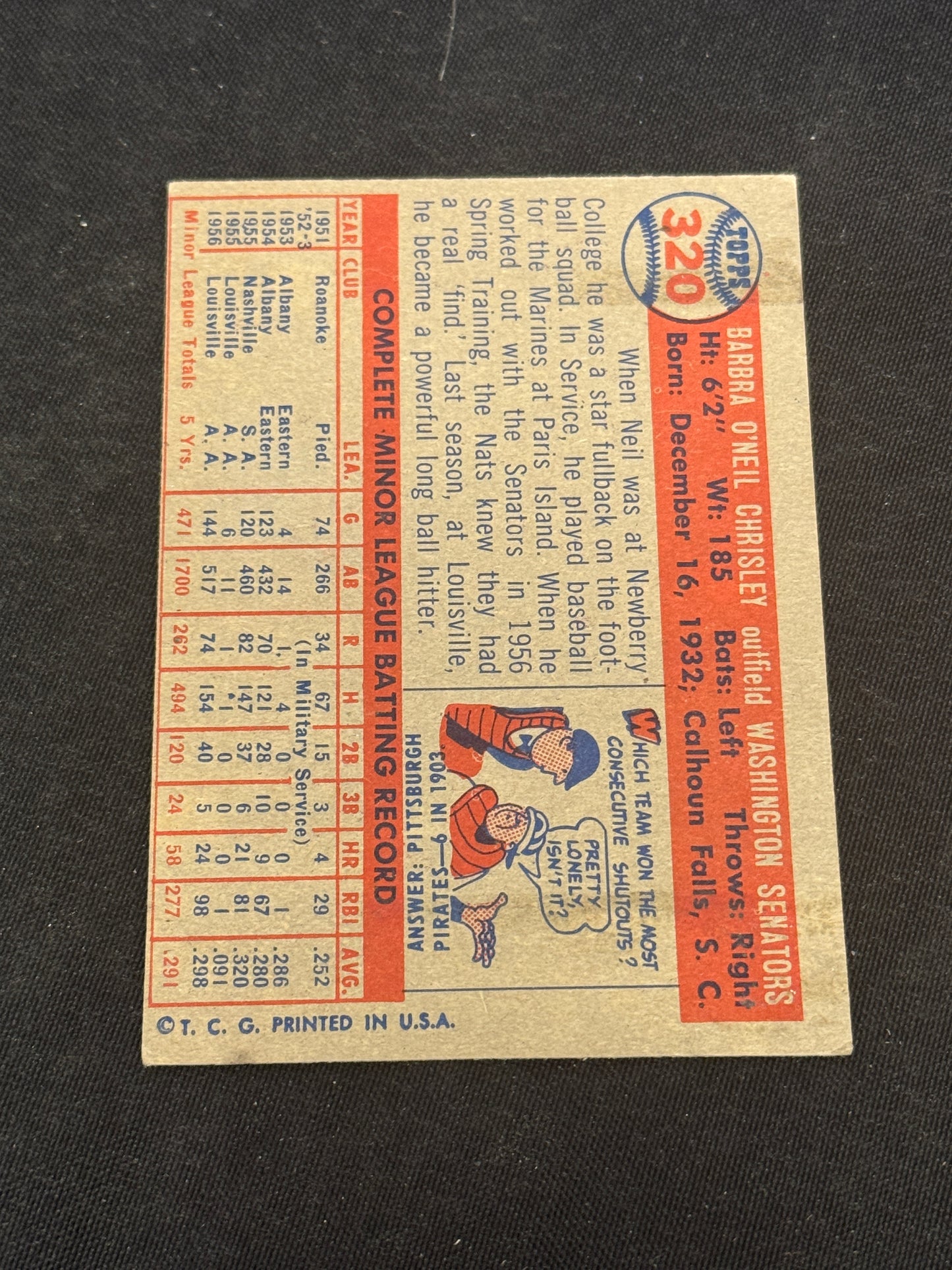 1957 TOPPS LOU BERBERET #315 EXMT V15140
