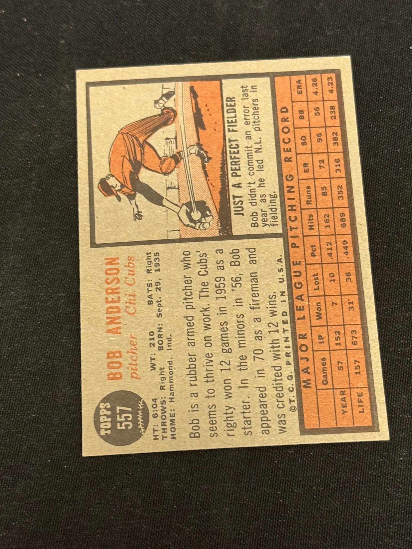1962 TOPPS BOB ANDERSON #557 EXMT+ V15151