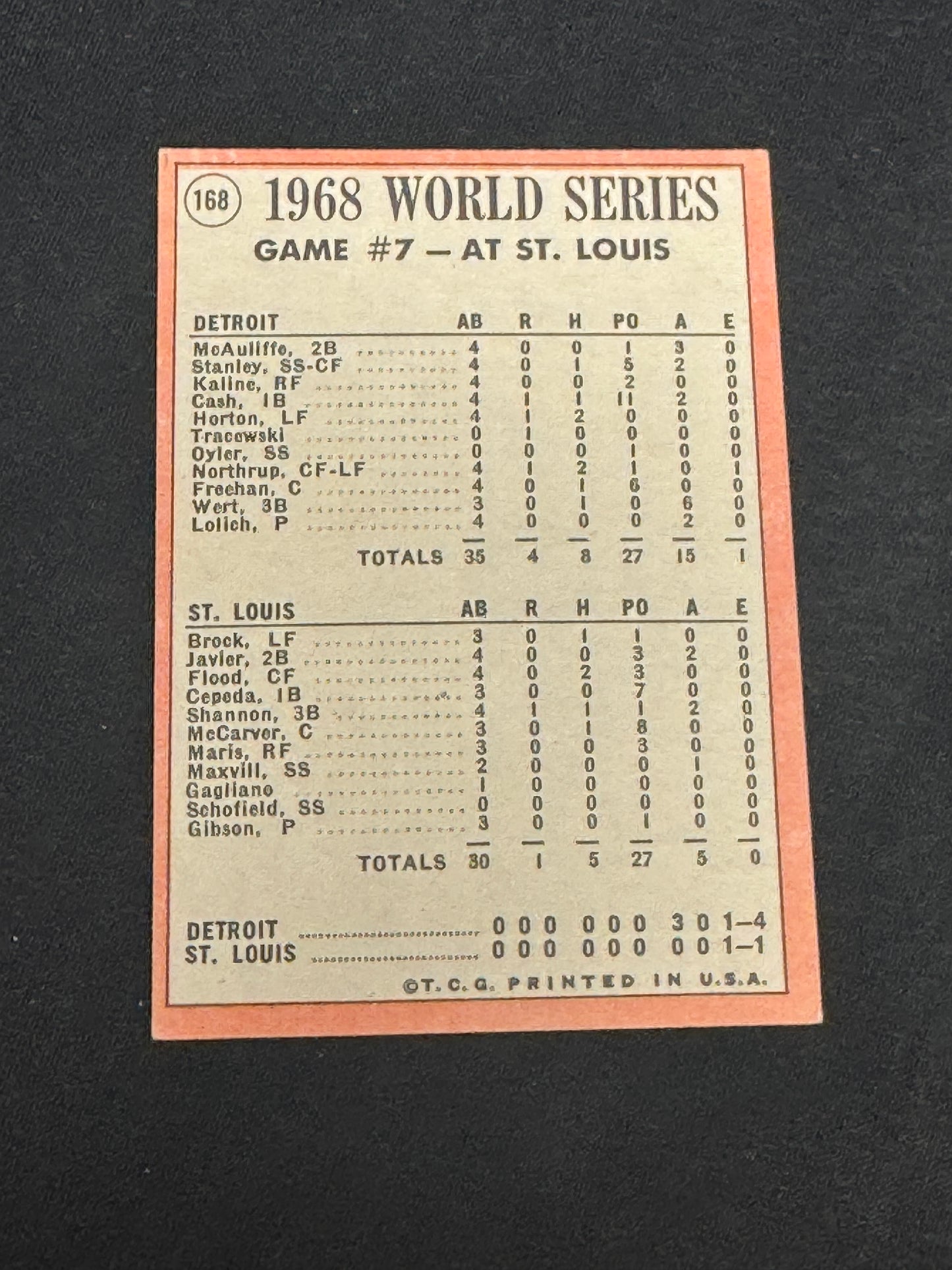 1969 TOPPS WORLD SERIES #168 EX V13387