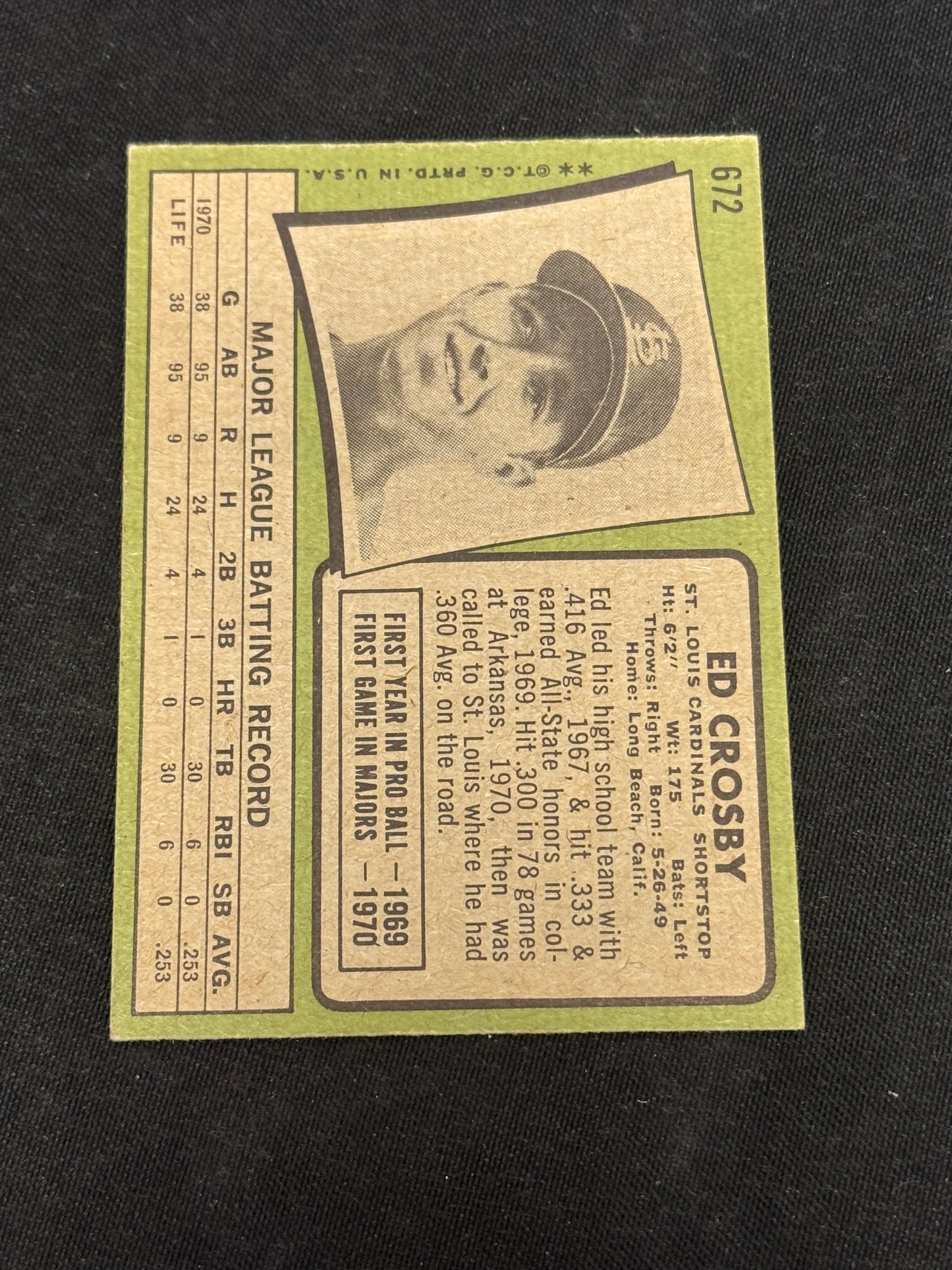 1971 TOPPS ED CROSBY SP #672 EXMT+ V14170