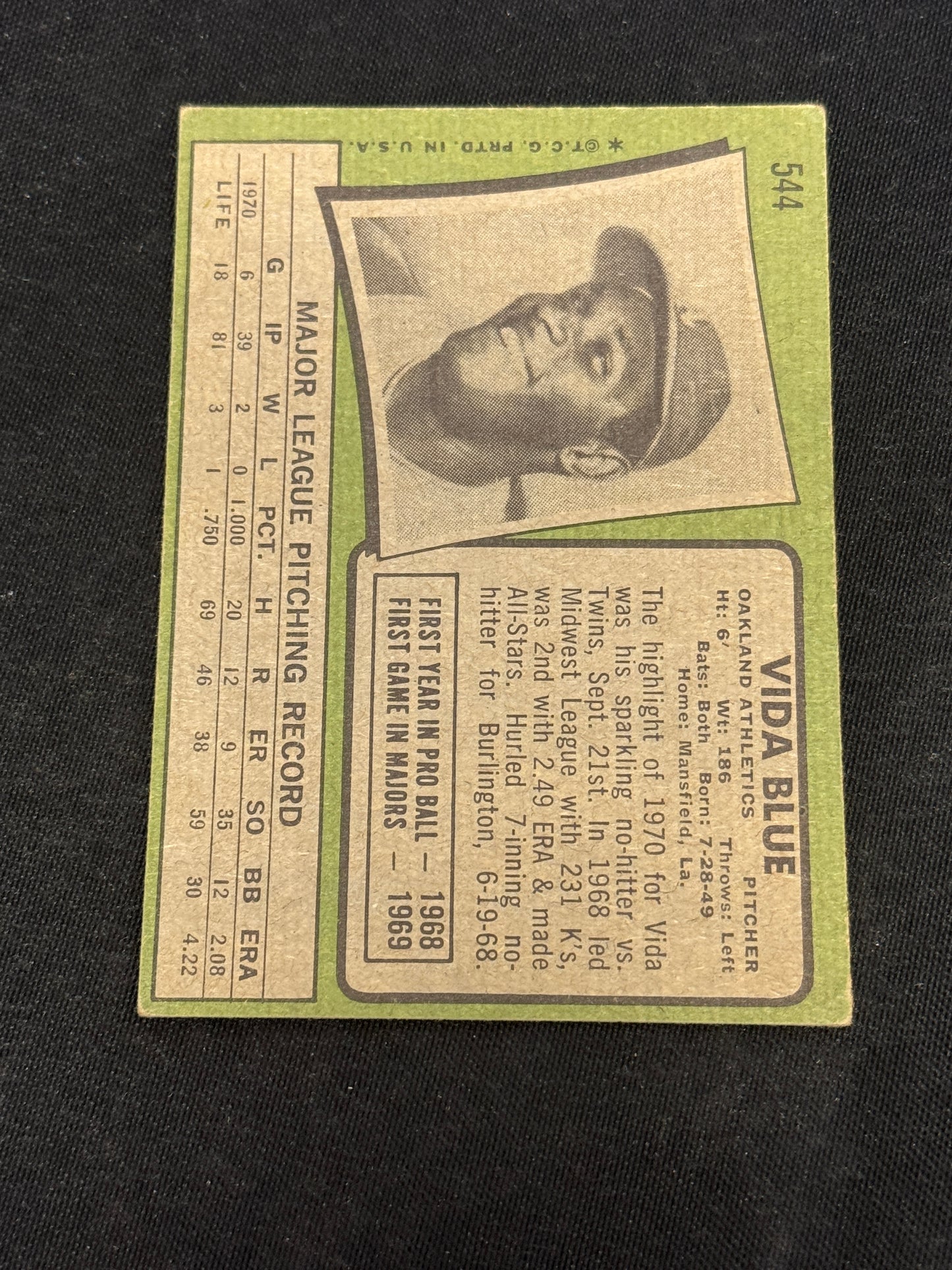 1971 TOPPS VIDA BLUE #544 EX V14708