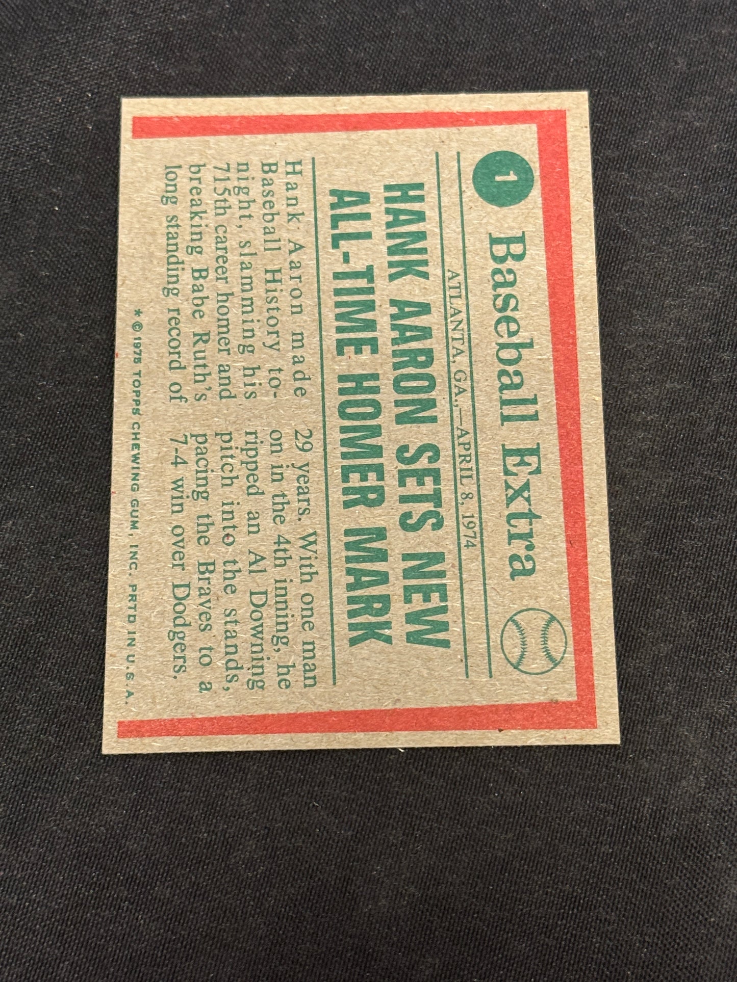 1975 TOPPS HANK AARON #1 NM-MT V15110