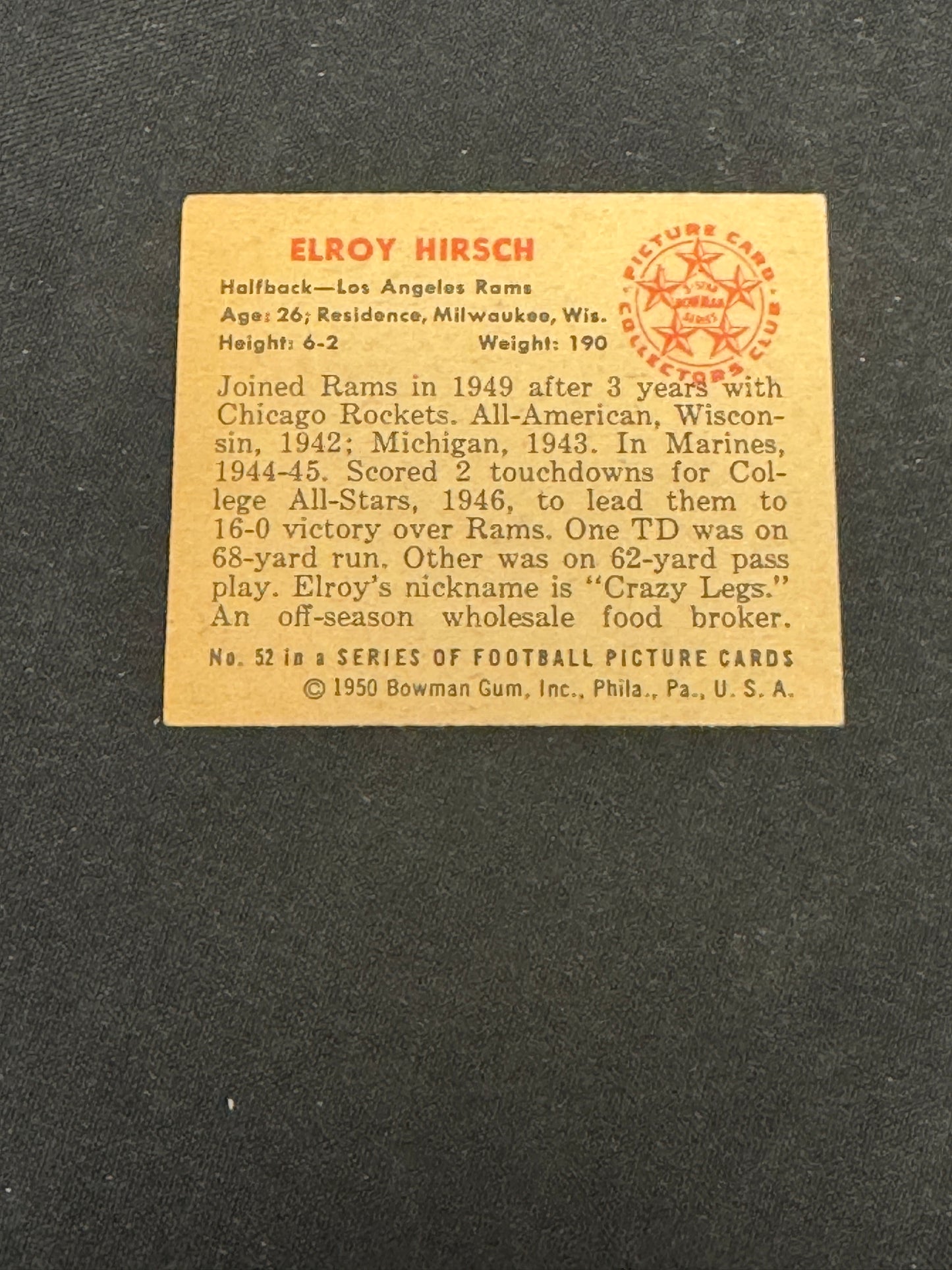 1950 BOWMAN FB ELROY HIRSCH RC #52 EX+ V15235