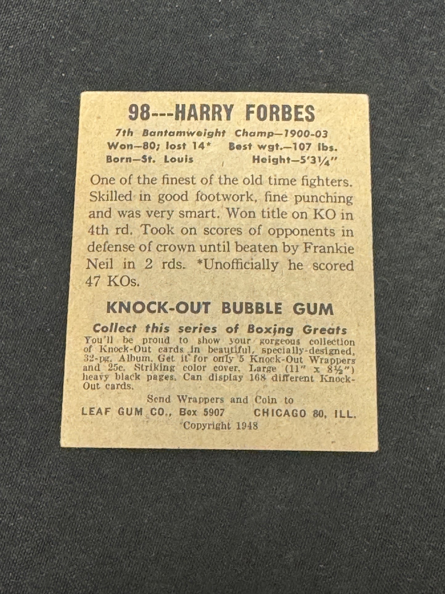 1948 LEAF BOXING HARRY FORBES #98 EX+ V11951