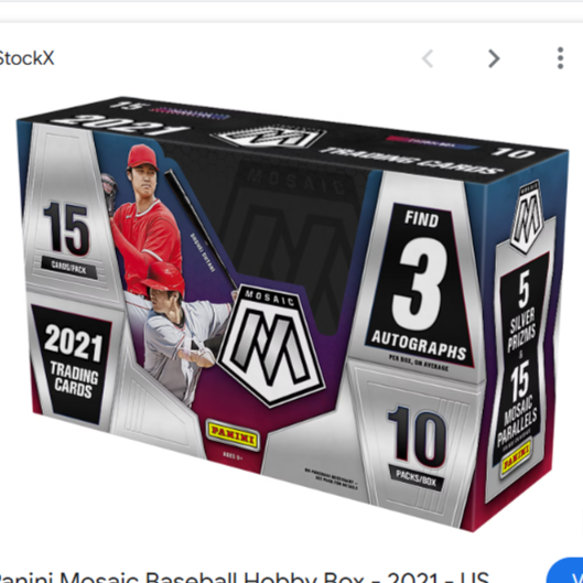 2021 MOSAIC BASEBALL SEALED HOBBY BOX. 3 AUTO'S