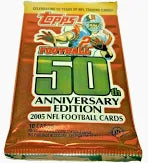 2005 TOPPS FOOTBALL 50th ANNIVERSARY EDITION 10 CARD PACK